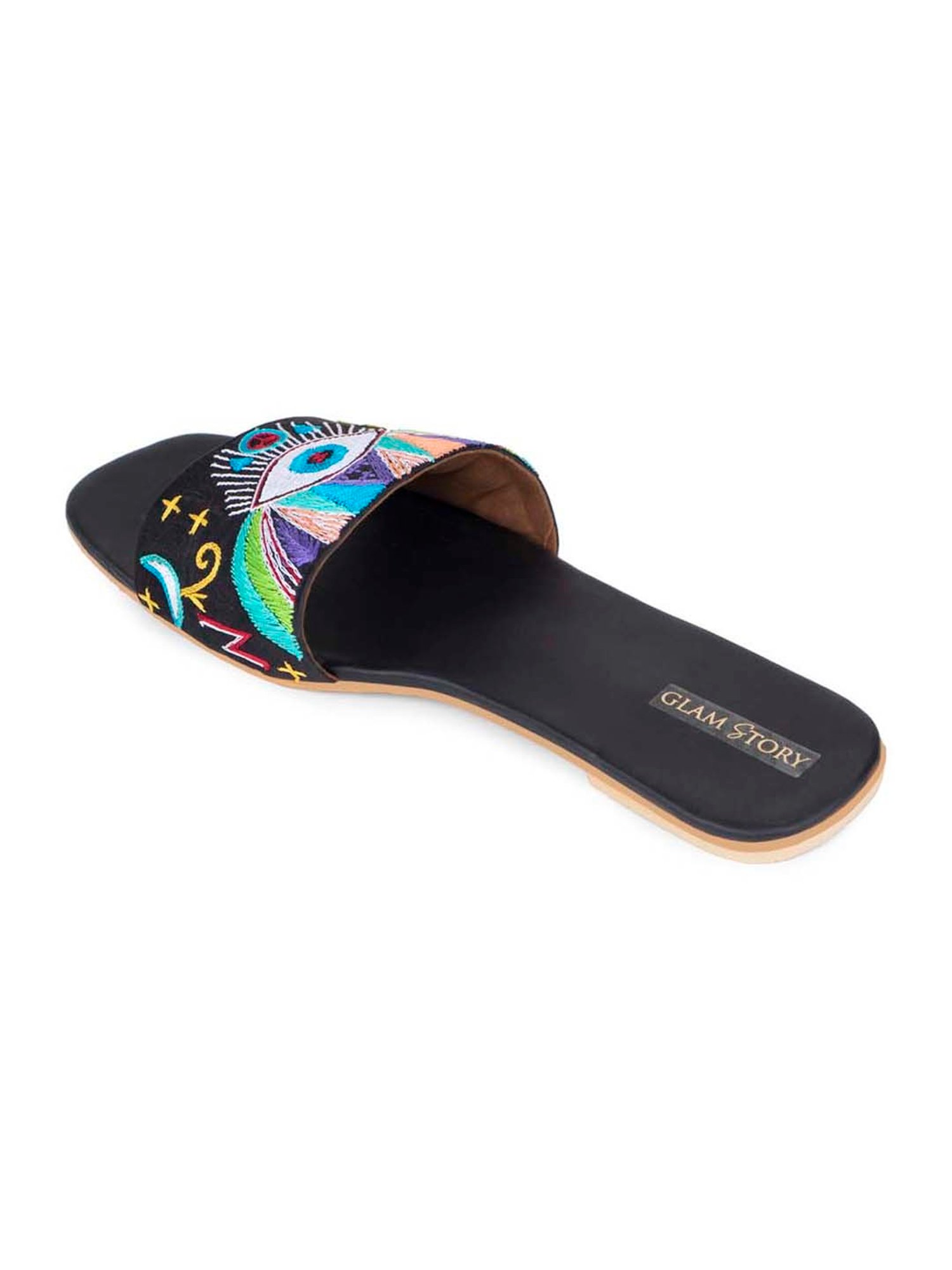 Glam Story Women's Black Ethnic Sandals