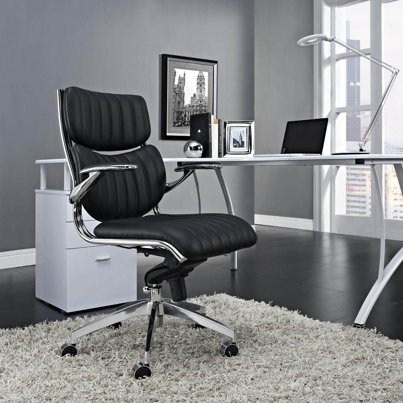 Global Leather Task Chair, Black (8993BK450/550) 