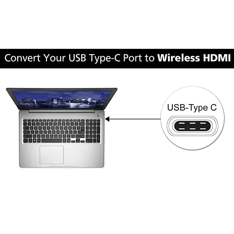 Wireless USB Type C to HDMI Extender Kit Transmitter amp Receiver for HD 1080P PC to TVProjector Streaming for Home Entertainment Conference Room and Educational Applications