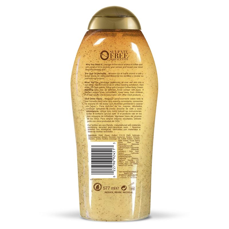 OGX Coconut Coffee Scrub Body Wash - 19.5 fl oz