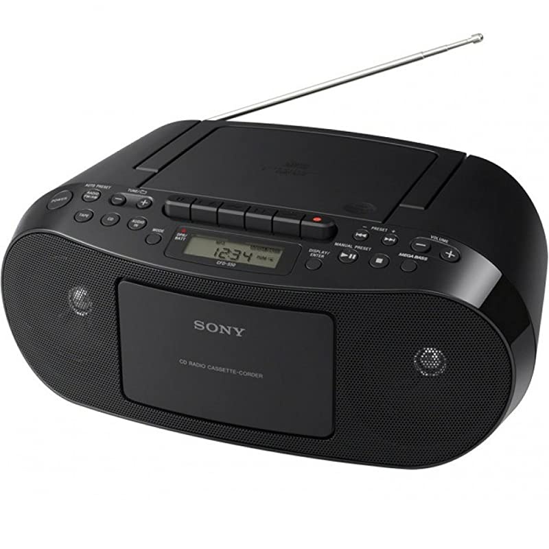 CD Player Boombox CDCDRCDRW Portable wBluetooth USB AMFM Radio Aux LineInput Headset Jack Foldable Carrying Handle and LED Light Phantom Black