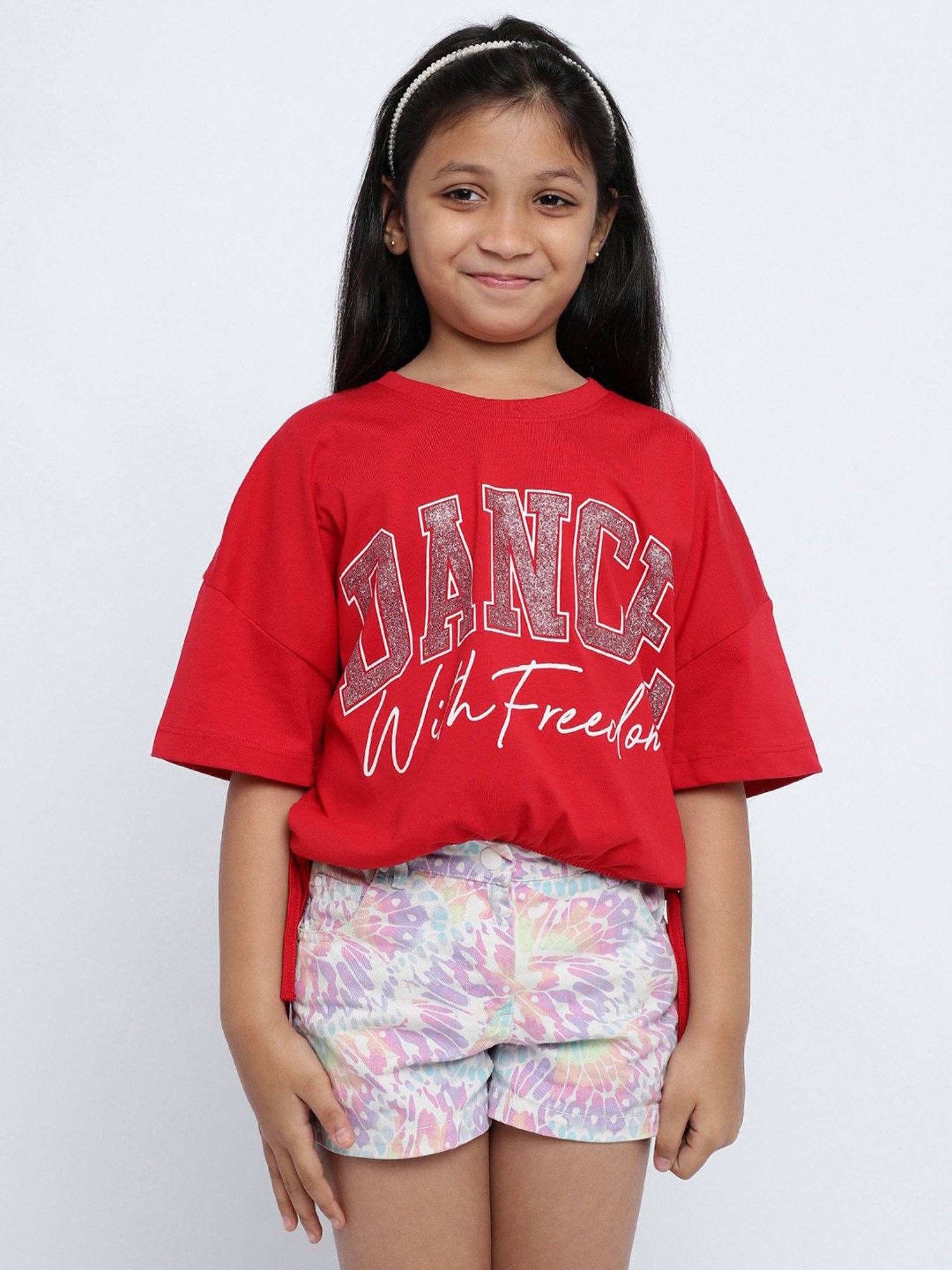 LilPicks Kids Yellow Solid Crop Top