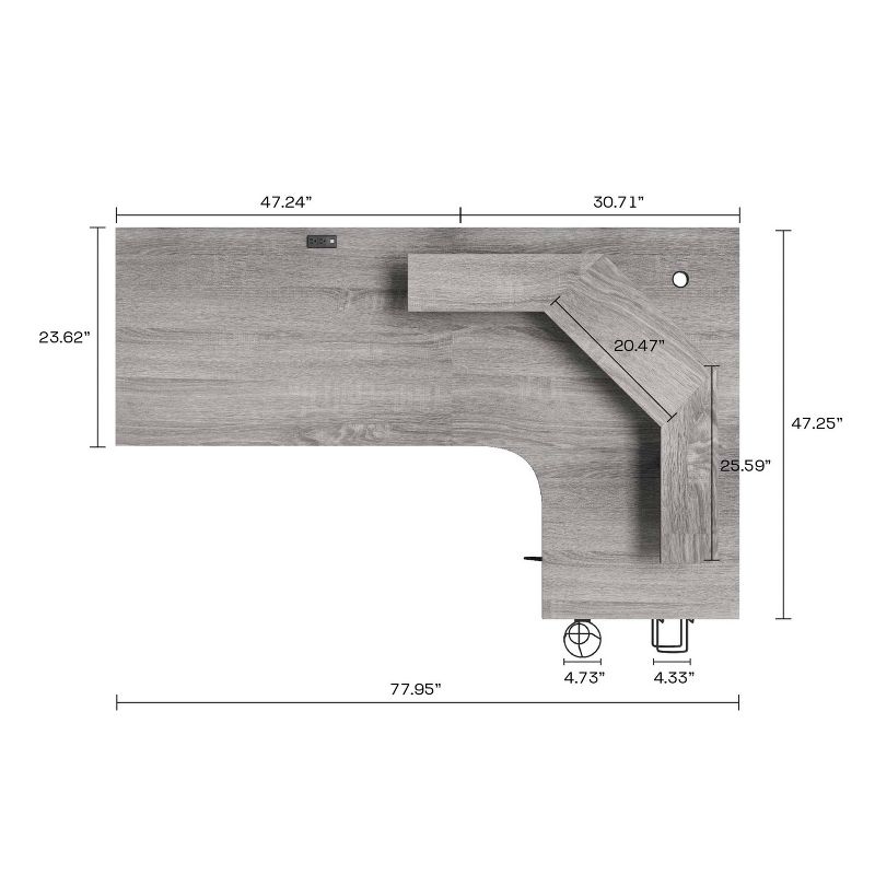 Carnegie Power Computer Gaming Desk Gray/Black - Jamesdar