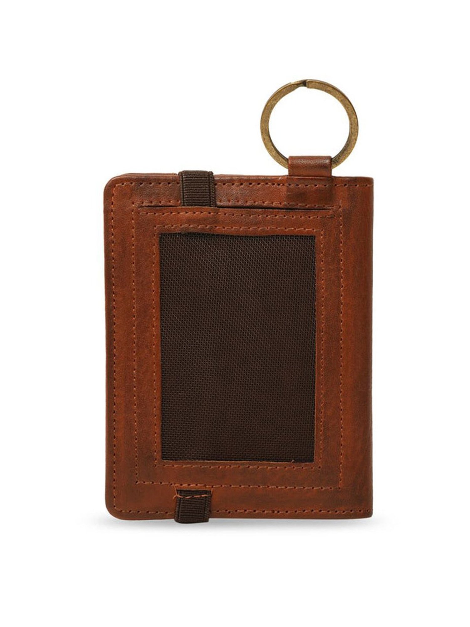 KOMPANERO Jaxon Cognac Leather Textured Bi-Fold Wallet