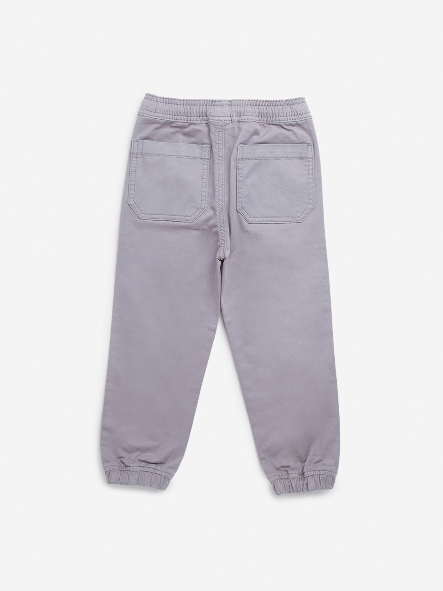 HOP Kids by Westside Grey Solid Mid-Rise Cotton Blend Joggers
