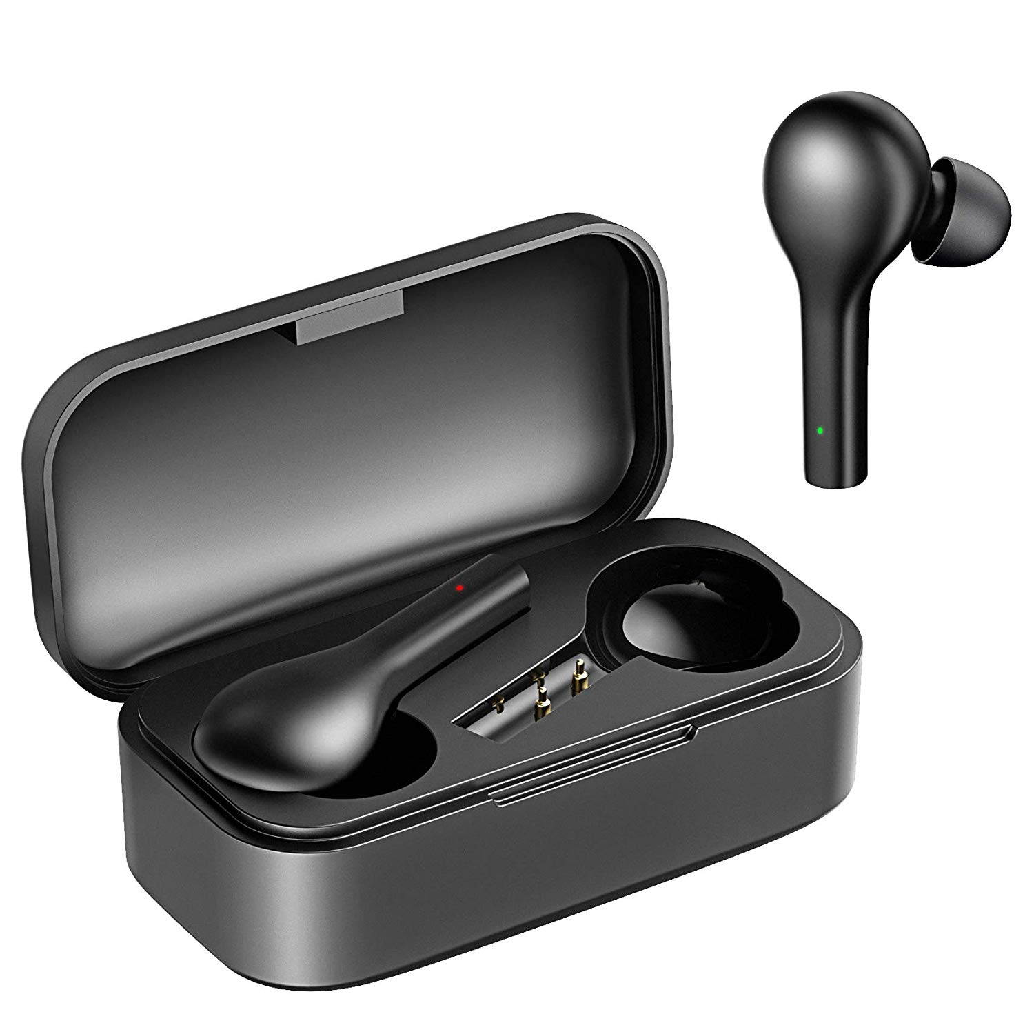 QCY T5 Wireless Earbuds, V5.0 Bluetooth Headphones In-Ear Stereo True Wireless Earphones with Touch Control, Binaural Calling, One-Step Paring, Total 24 Hours Play Time
