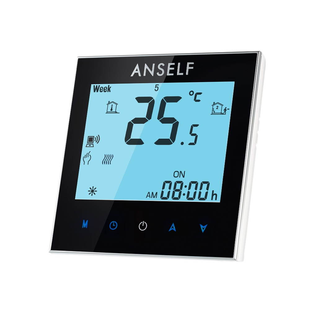 Anself 3A 110~240V Water Heating Energy Saving WIFI Smart Thermostat with Touchscreen LCD Display Durable Programmable Temperature Controller Good Quality Home Improvement Product Thermostat for Floor