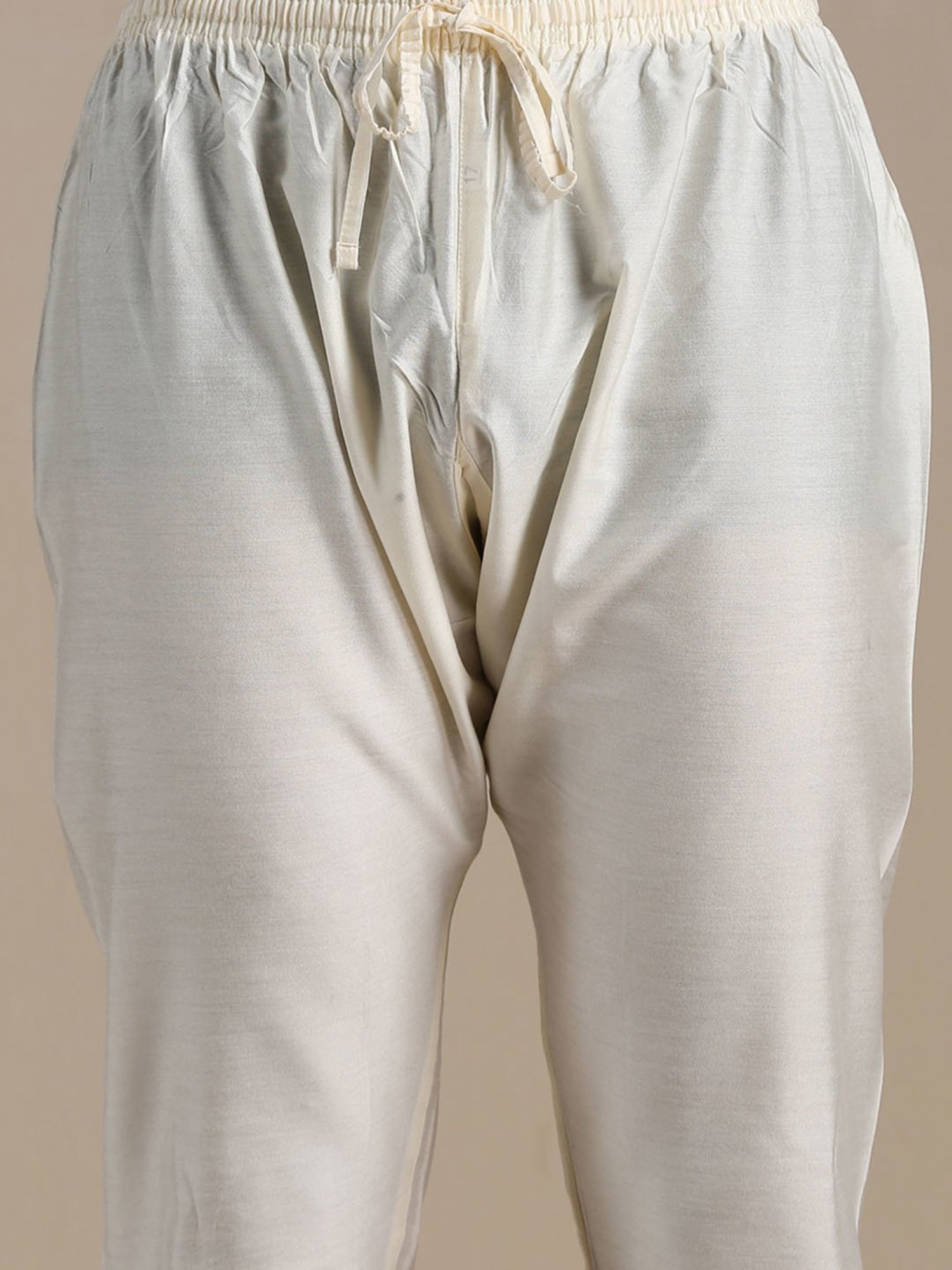 Manyavar Off White Regular Fit Self Design Kurta & Pyjama Set