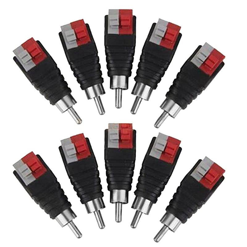 Speaker Wire Cable to Audio Male RCA Connector Adapter Jack Plug 10pcs/Set