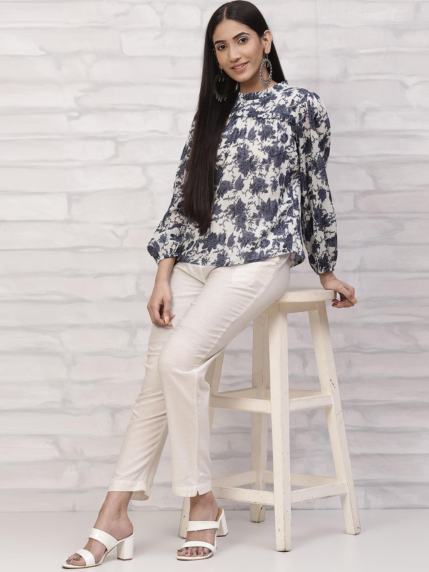 Rangriti Indigo Printed Top