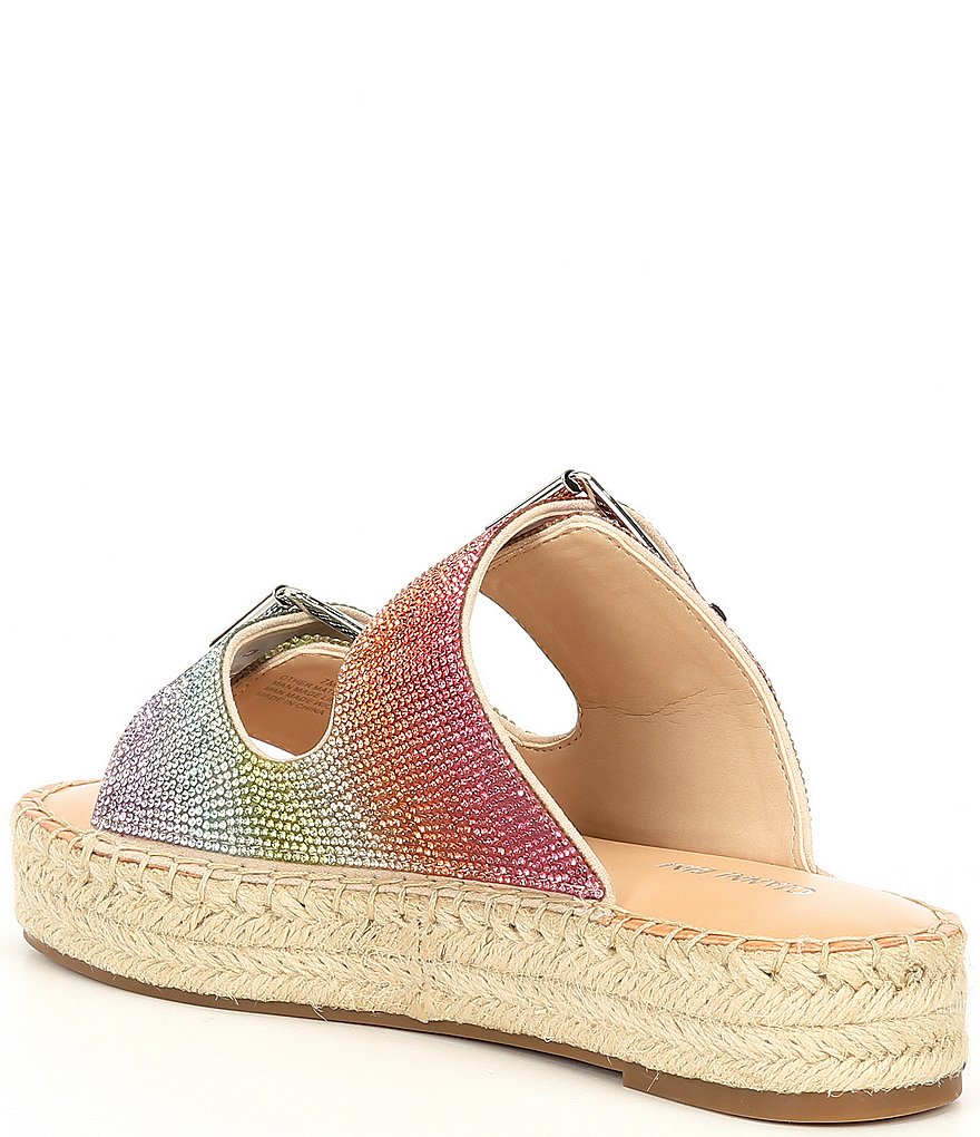 Gianni Bini Tyyla Rainbow Rhinestone Embellished Banded Flatforms