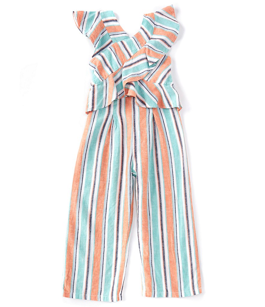 Habitual Little Girls 2T-6X Ruffled Stripe Jumpsuit