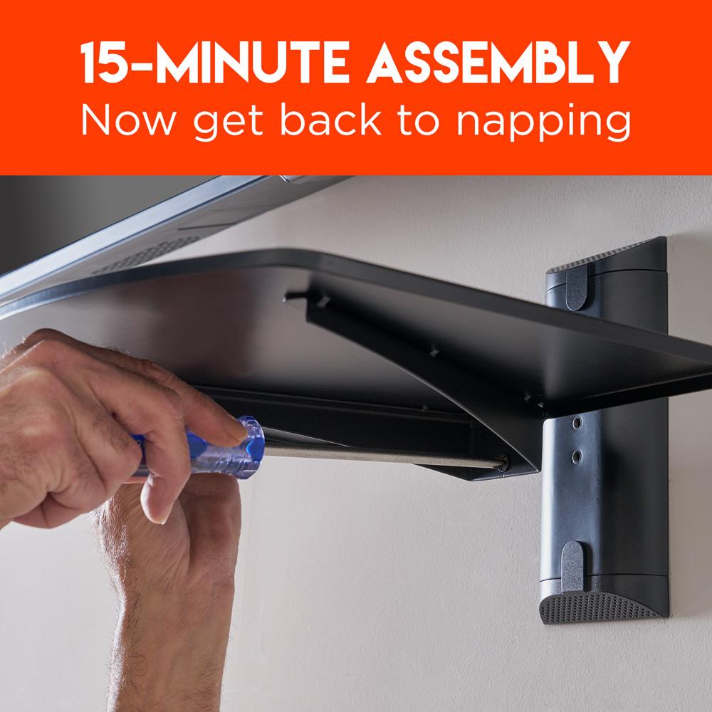 ECHOGEAR Steel Wall-Mounted AV Shelf Holds 15lbs of Entertainment Devices-Black