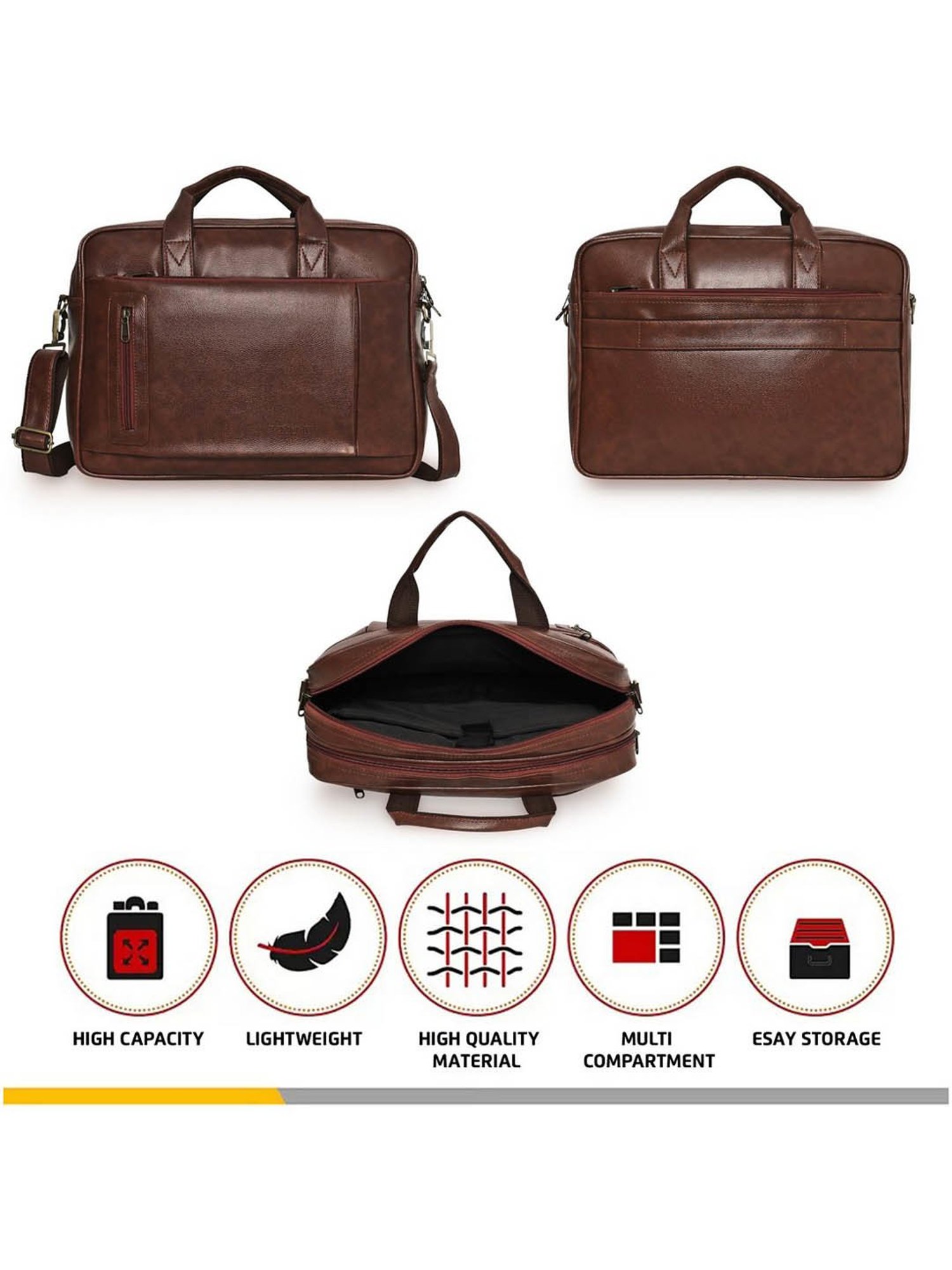 Priority Brown Synthetic Large Messenger Bag