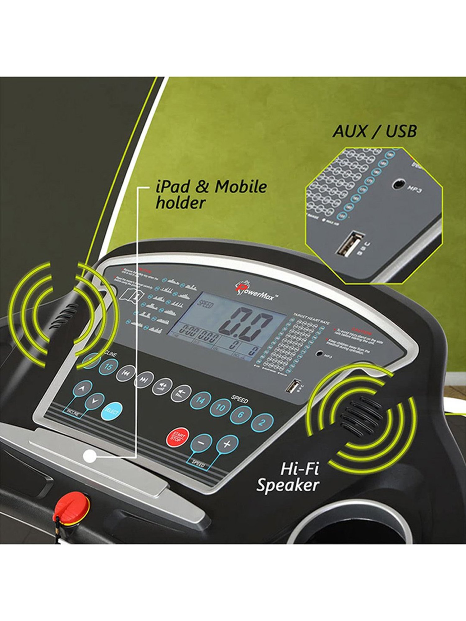 PowerMax Fitness TDA-230 4HP Peak Treadmill (Black)