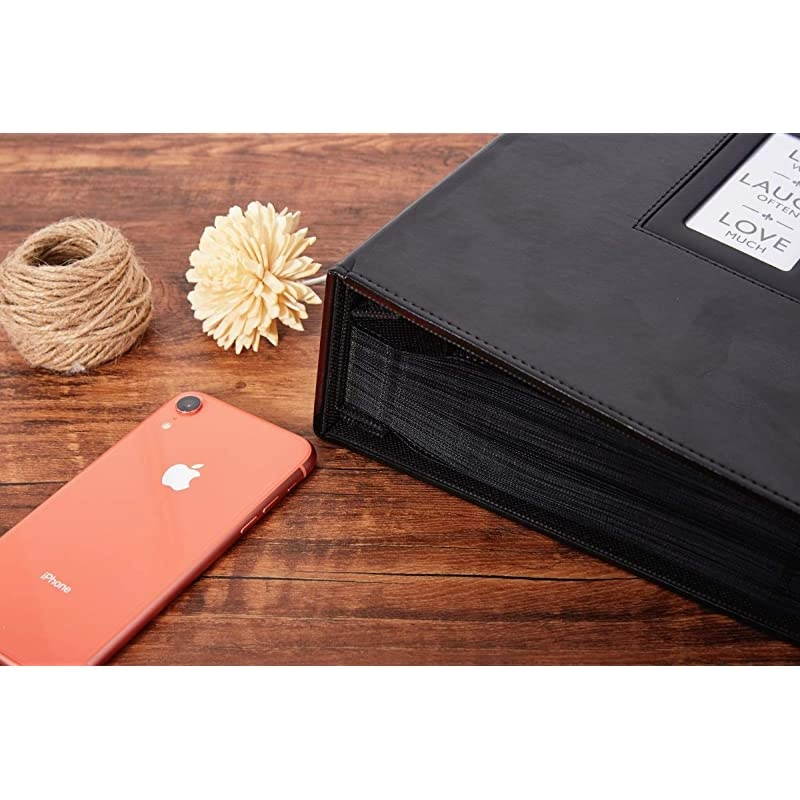 Photo Album 4x6 800 Photos Large Capacity Wedding Family Leather Cover Picture Albums Holds Horizontal and Vertical 4x6 Photos with Black Pages Black