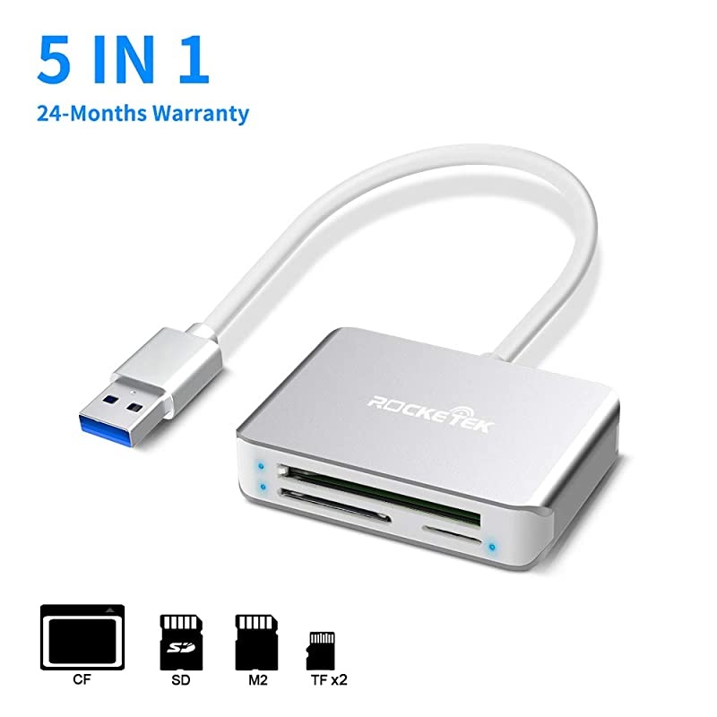 SD Card Reader  USB 30 MultiCard Reader CF SD M2 TF Micro SD Card 5 in 1 Memory Card Adapter Reader and Writer 5Gbps for Mac OSWindows Linux