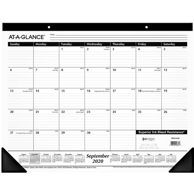 AT-A-GLANCE 2020-2021 21.75 x 17 Desk or Wall Calendar SK2416-00-21