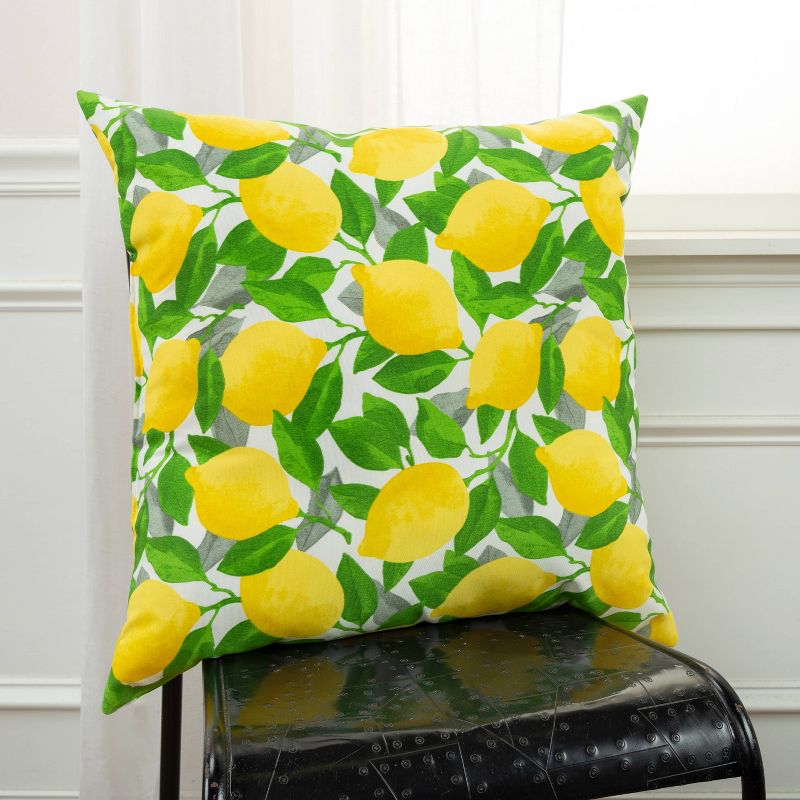 22"x22" Oversize Poly-Filled Lemons Indoor/Outdoor Square Throw Pillow Yellow - Rizzy Home