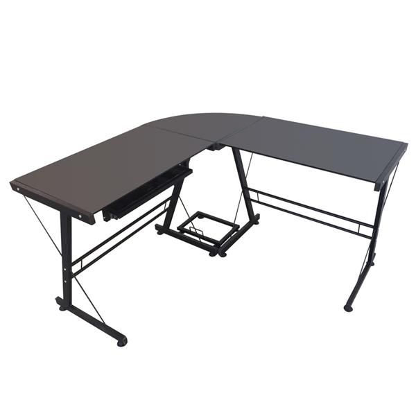 L Shaped Desk Gaming L Shaped Desk, 51" L Shape Corner Computer Desk, Gaming Desk Table with Large Monitor Riser Stand for Home Office, Sturdy Writing Workstation, Office Desk with Shelf