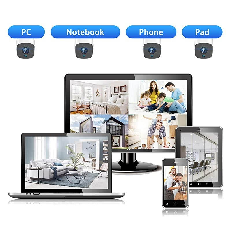 Wireless Security Camera System 8CH 1080P NVR 4Pcs 1080P Outdoor/Indoor WiFi Surveillance Cameras with Motion Detection,Email Alert,Night Vision,Remote Monitor,Waterproof,No Hard Drive