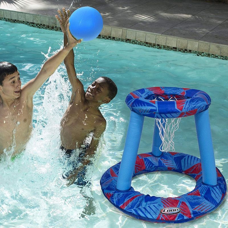 SwimWays Coop Inflatable Floating Water Pool Basketball Hoop Game w/ Spring Loaded, Storage Bag, and Basketball Included, Blue (2 Pack)