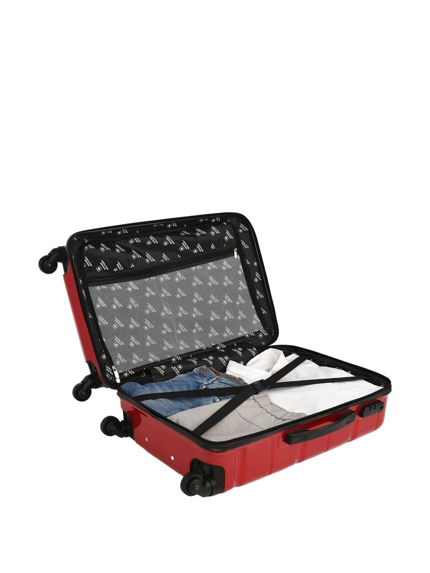 Swiss Military Red 4 Wheels Large Check-in Luggage