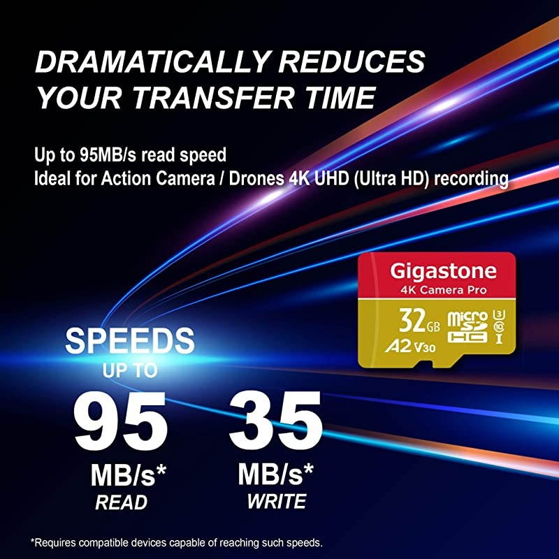 32GB Micro SD Card MicroSD U3 UHSI C10 UHD 4K Video Recording 4K Gaming ReadWrite 9030 MBs with MicroSD to SD Adapter Compatible Nintendo Dashcam Gopro Canon Nikon Camera Drone