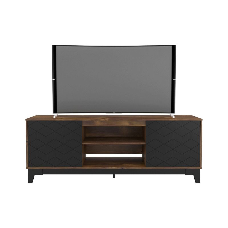 Hexagon 2 Door TV Stand for TVs up to 72" Black/Truffle - Nexera