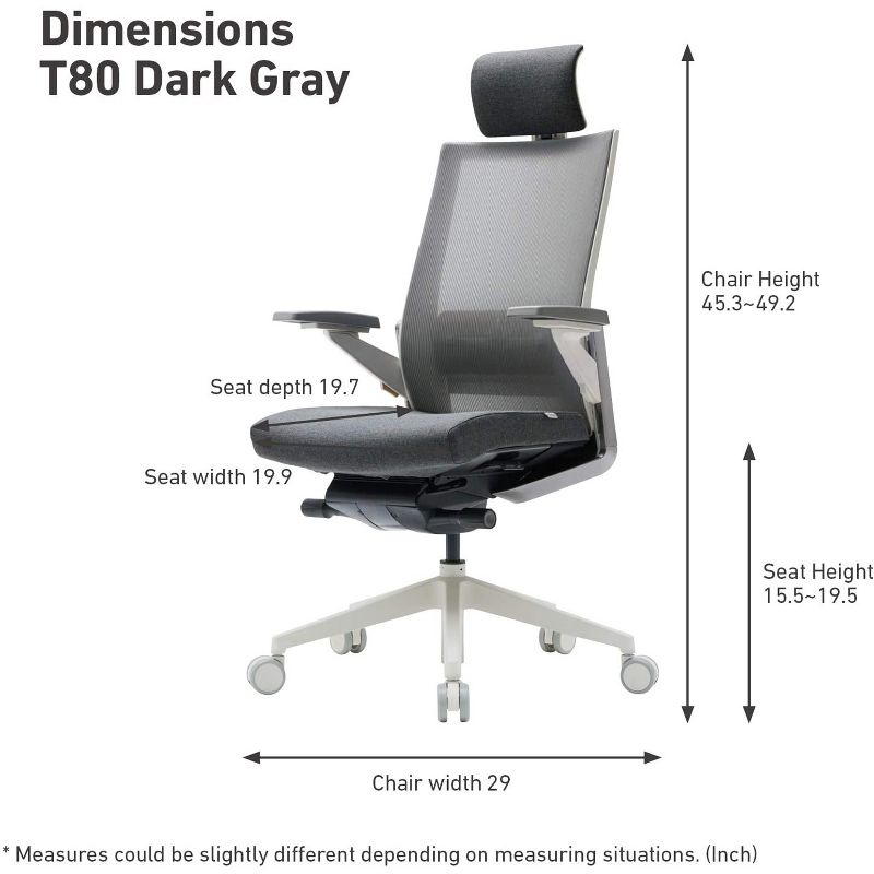SIDIZ T80 Customizable Comfort Ergonomic Office Computer Gaming Desk Chair, Light Grey, w/ Lumbar Support, Memory Foam Seat, & 3D Adjustable Armrests