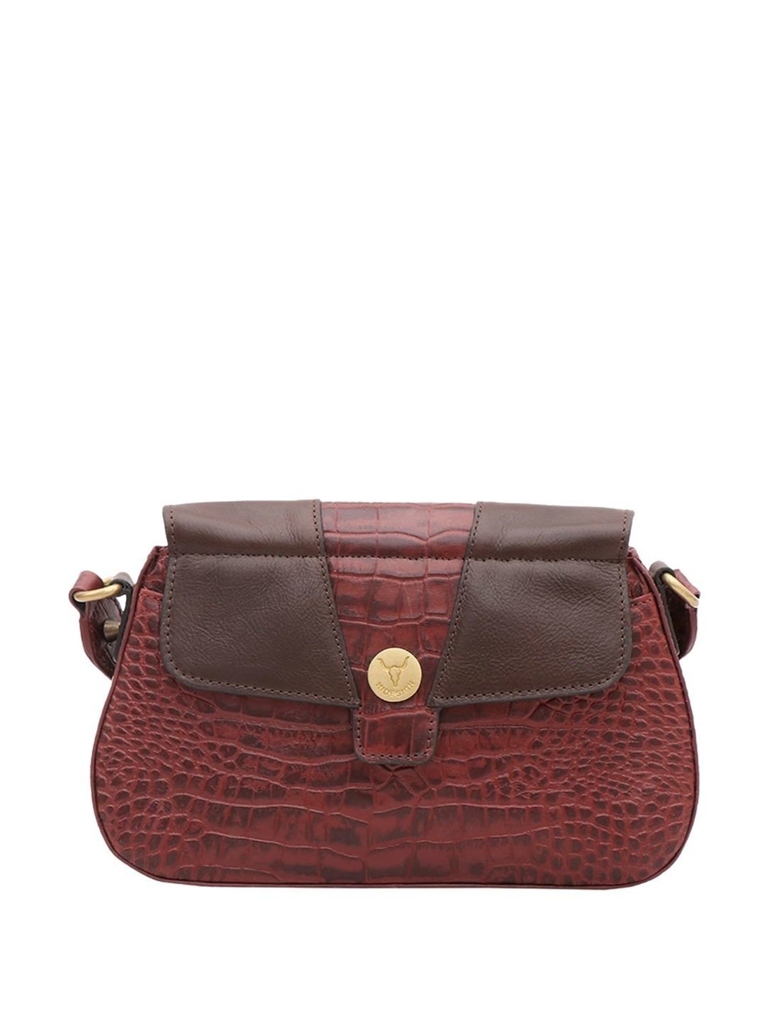 Hidesign WILD WEST  Red & Brown Textured Medium Sling Handbag