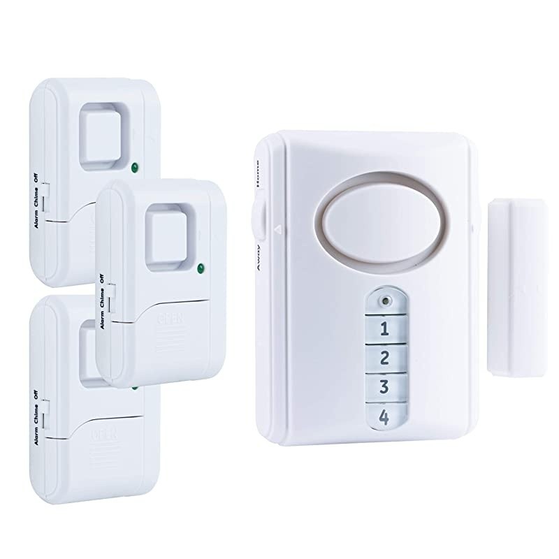 Personal Security Alarm Kit Includes Deluxe Door Alarm with Keypad Activation and WindowDoor Alarms Easy Installation DIY Home Protection Burglar Alert Magnetic Sensor OffChimeAlarm 51107 White