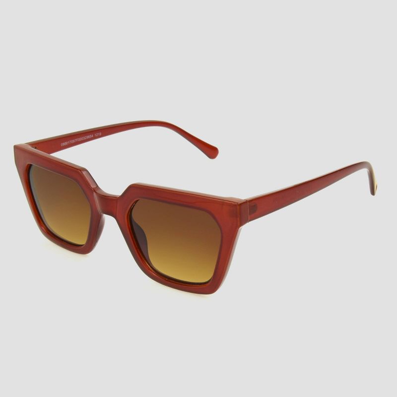 Women's Angular Rectangle Sunglasses - A New Day™ Brown