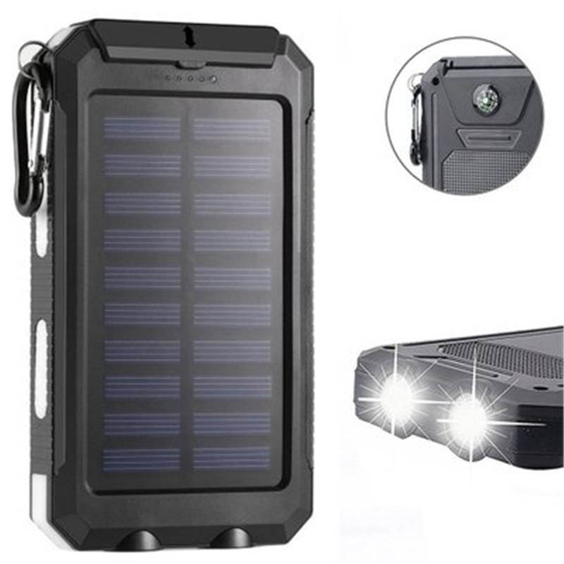2021 the Lastest 10000mAh Solar Waterproof Power Bank With Dual USB SOS LED FlashLights Battery Pack For All Type Phones