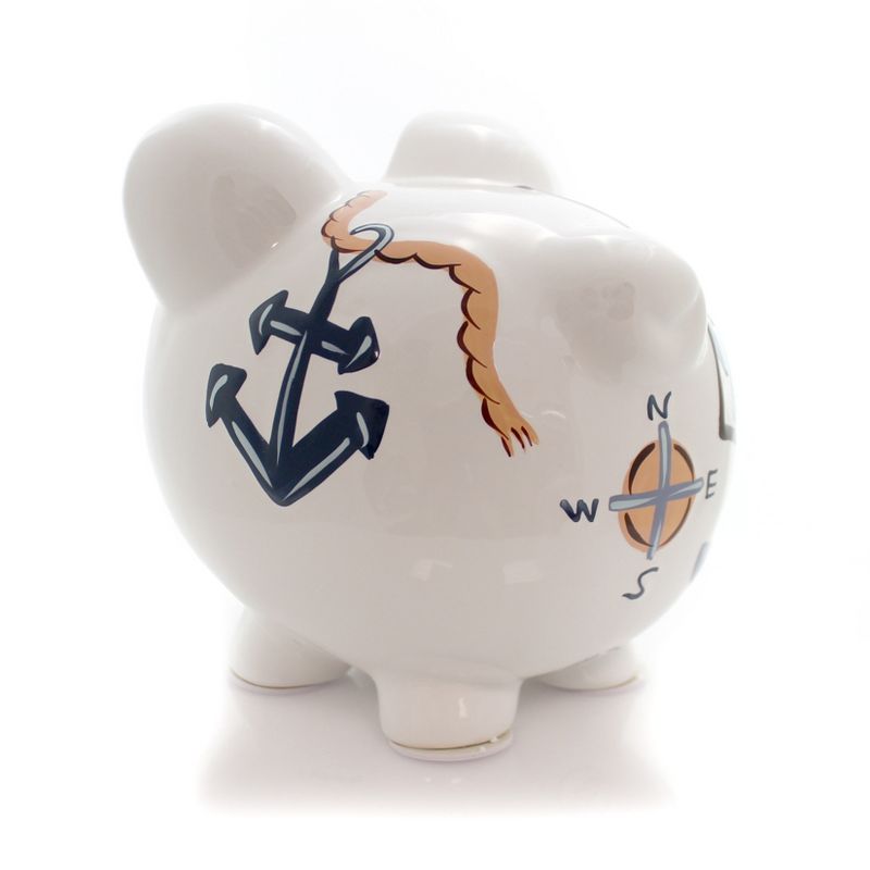 Bank 7.5" Nautical Bank Large Hand Painted  -  Decorative Banks