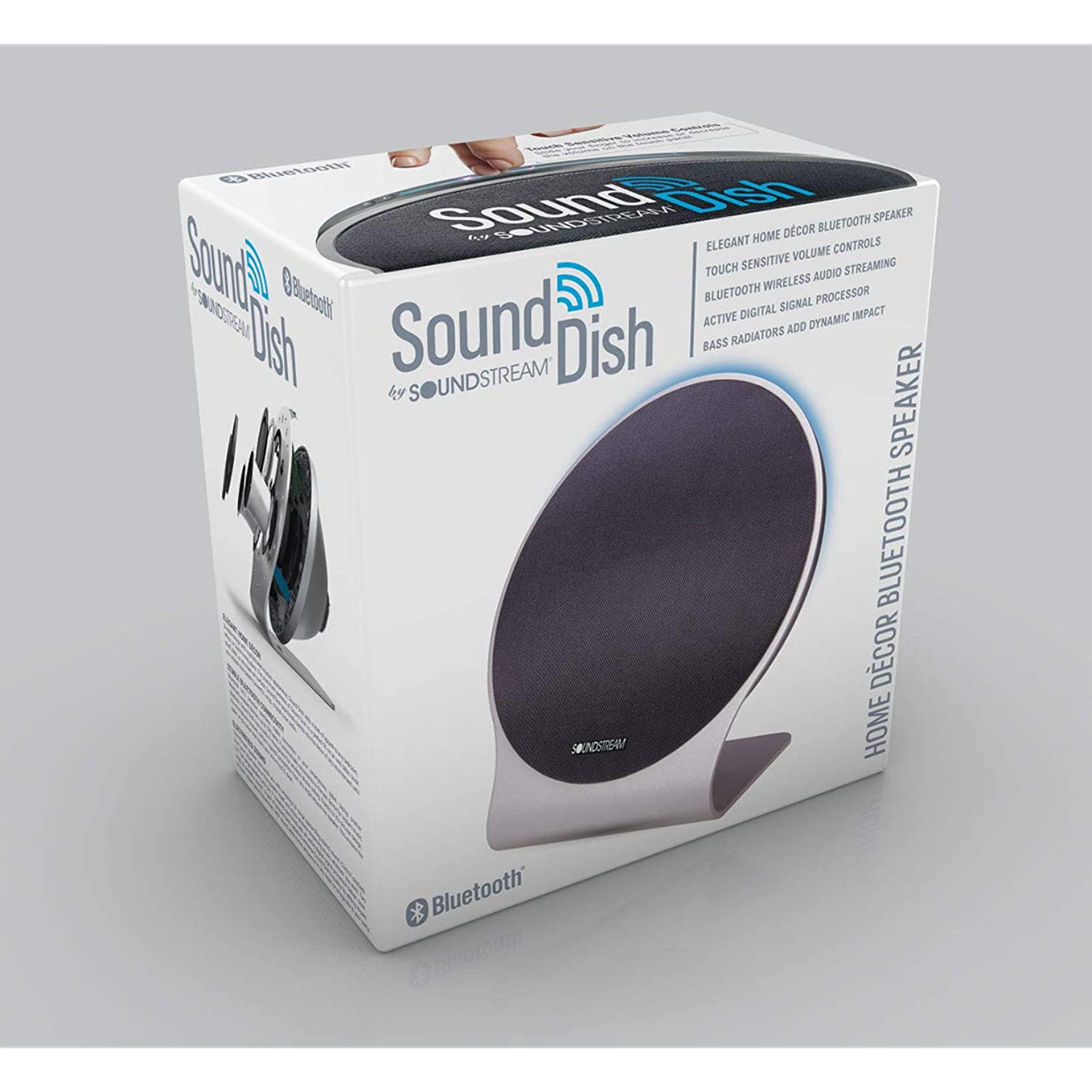 Soundstream Sound Dish Home Audio Bluetooth and 3.5mm Speaker with 2 x 20w bass Drivers and 2 Passive bass radiators + 2 x 10w Treble Drivers