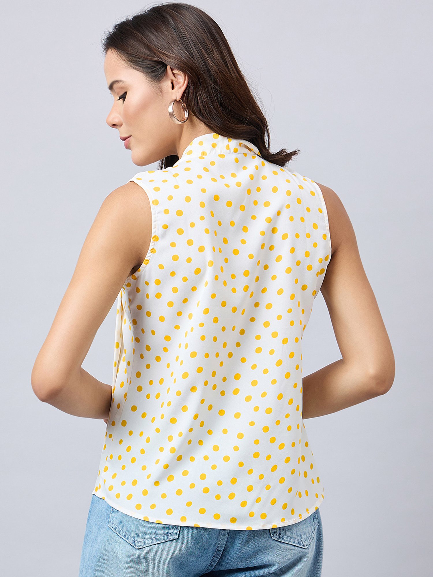 Style Quotient White Polka Dot Top