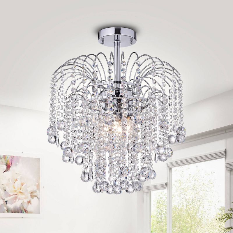 17" x 17" x 9" Mary Crystal Chandelier Silver - Warehouse of Tiffany