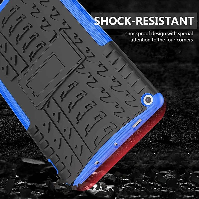 Fire 10 Tablet Case 20192017 Released 9th7th Generation Kickstand Feature Dual Layer Heavy Duty Shockproof Impact Resistance Protective Case for AllNew Kindle Fire HD 10Blue