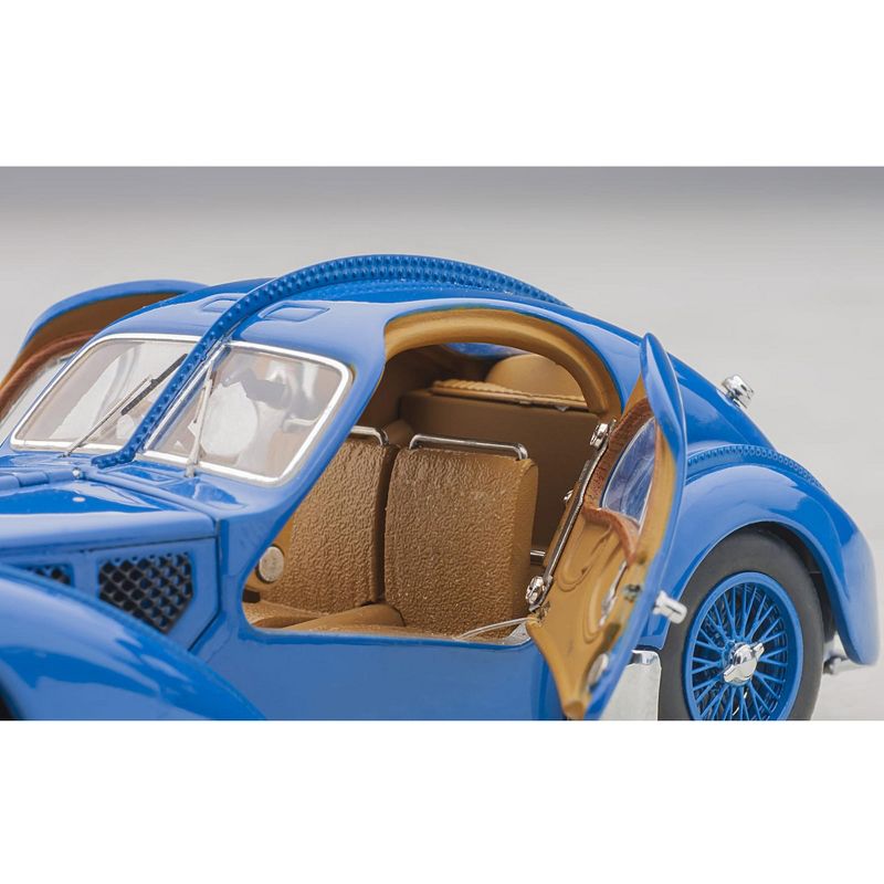 1938 Bugatti Type 57SC Atlantic with Metal Wire-Spoke Wheels Blue 1/43 Diecast Model Car by Autoart