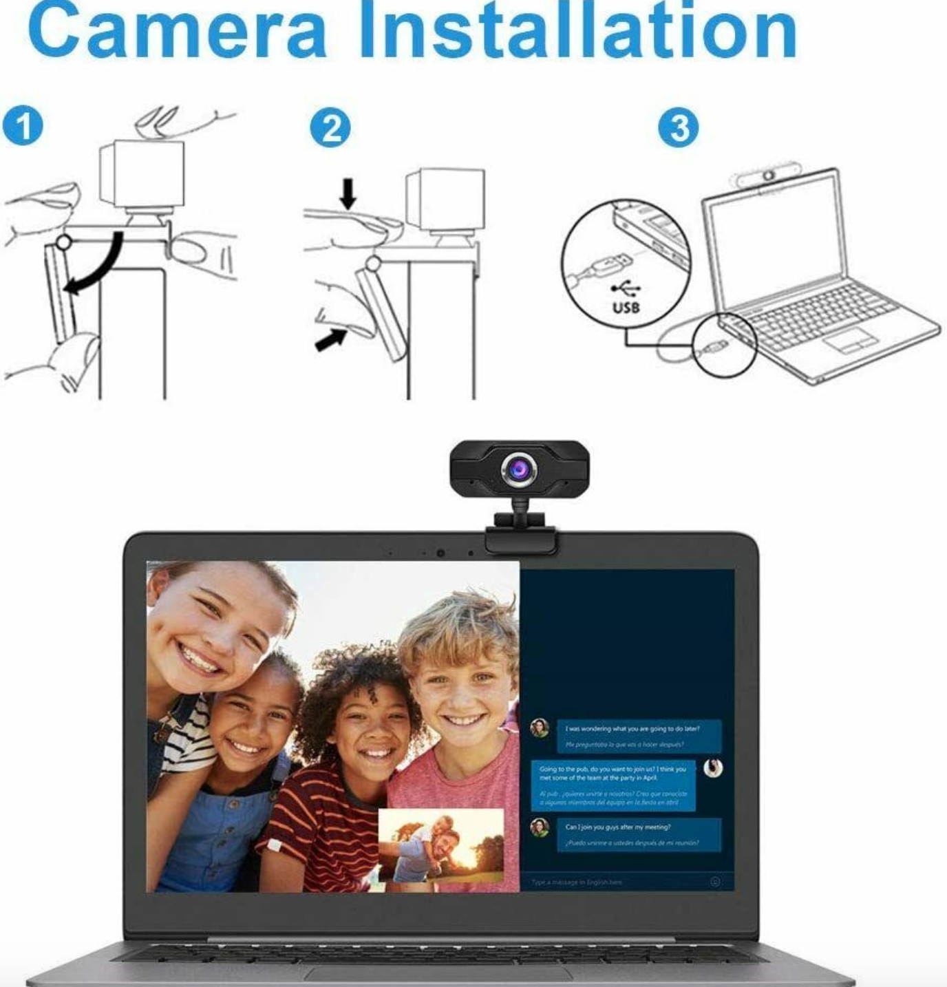 Real 1080P Full HD USB Webcam Web Camera with Microphone for PC Desktop & Laptop