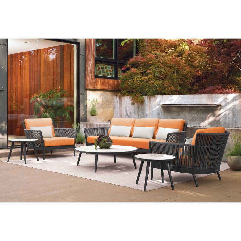 85" Nette Sofa with Pillows Black/Orange/Gray - Oxford Garden