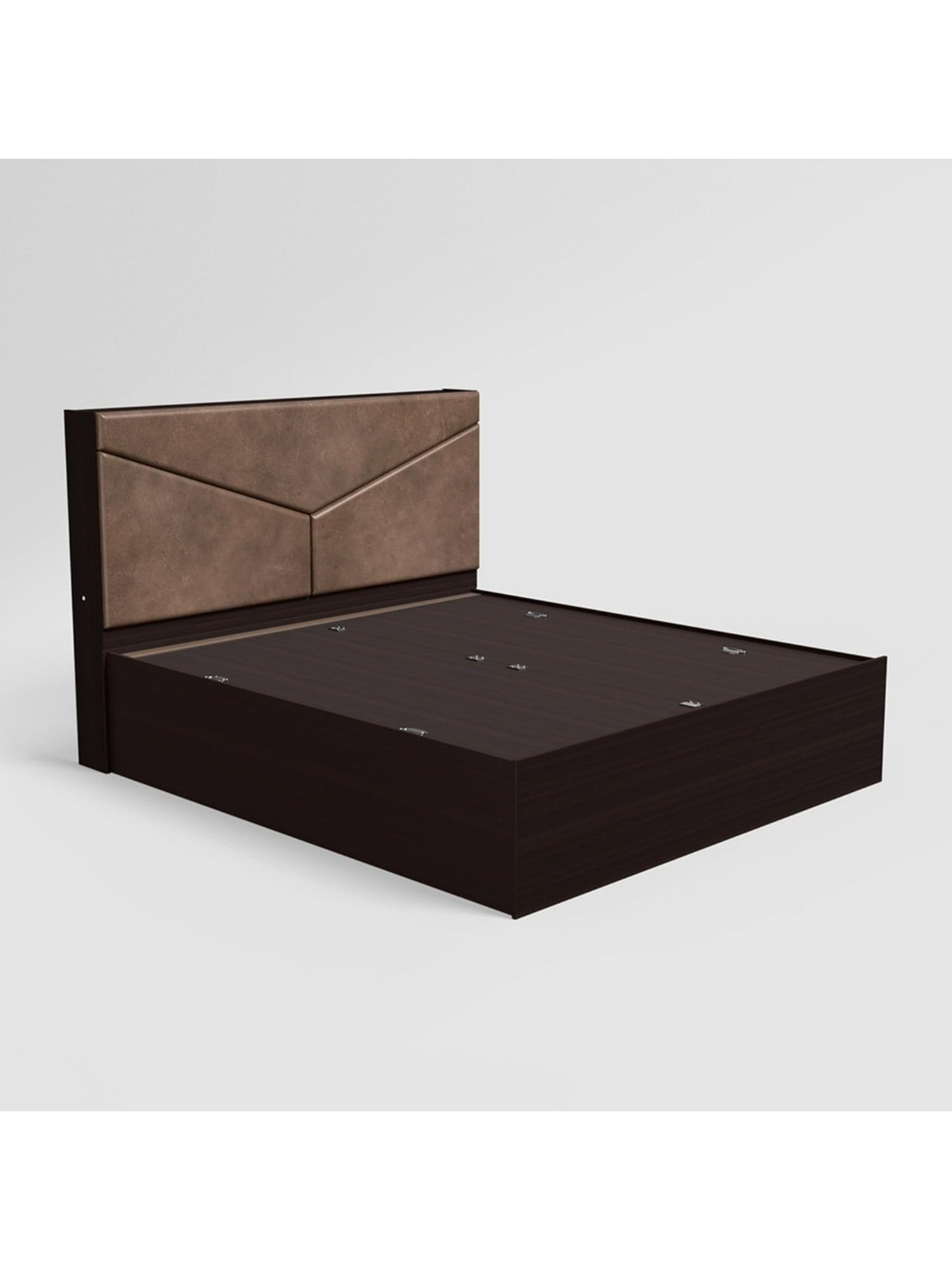 Godrej Interio Glory Morf Brown Engineered Wood Queen Size Bed with Box Storage - 1-Year Warranty