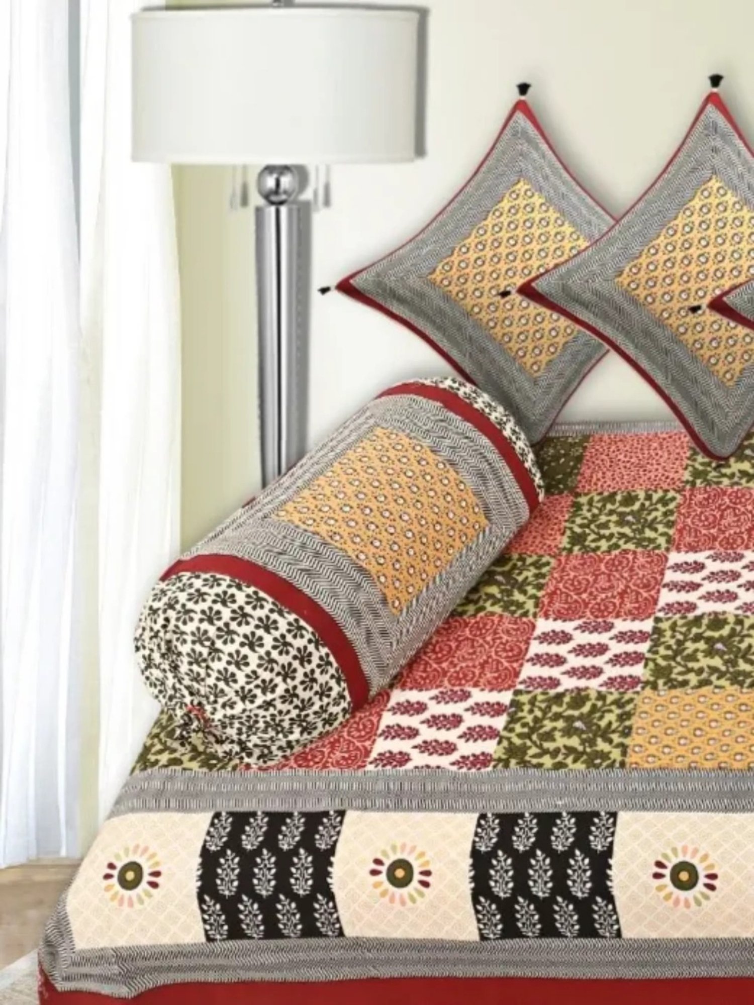 Maspar Blue Cotton 200 TC Reversible Duvet Cover Set