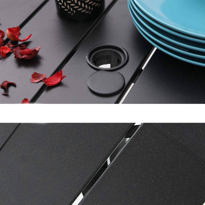 5pc Metal Indoor/Outdoor 37" Square Dining Table with Patterned Arm Chairs & 1.57" Umbrella Hole - Captiva Designs