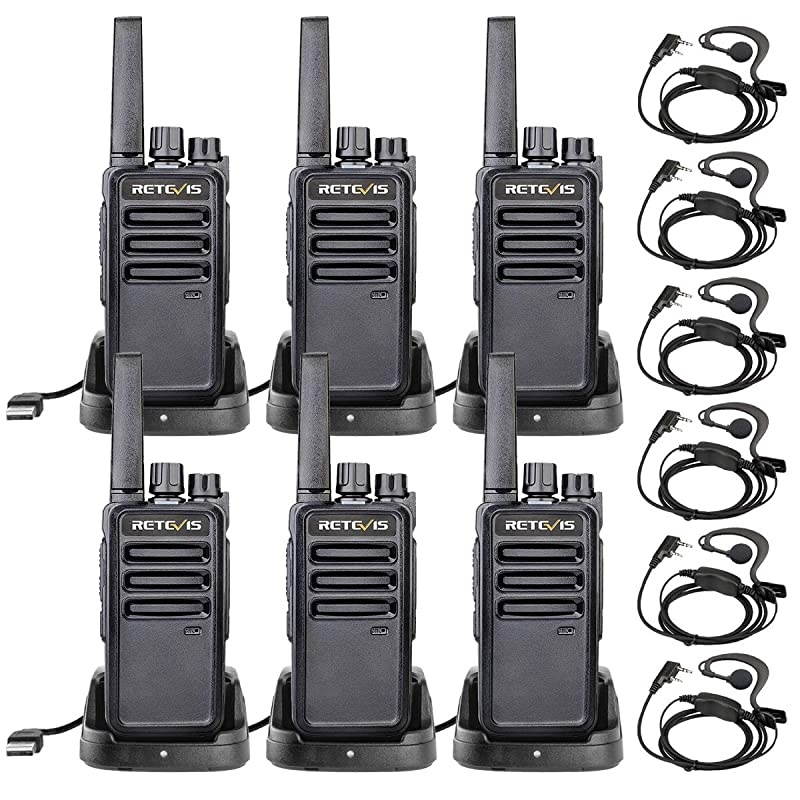 RT68 Walkie Talkies Adults Long RangeFRS Handsfree Small Rugged Rechargeable Two Way Radio2 Way Radios with Earpieces Business6 Pack
