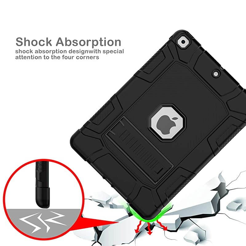 Case for iPad 8th Generation / iPad 7th Generation, Slim Heavy Duty Shockproof Rugged High Impact Protective Case for Kids with Stand for iPad 10.2 inch 2020/2019 Release,Black