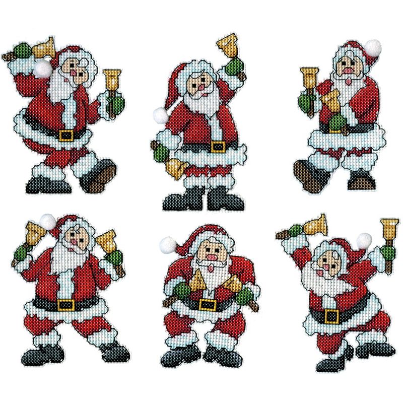 Design Works Plastic Canvas Ornament Kit 3"X4" Set Of 6-Santa W/Bells (14 Count)