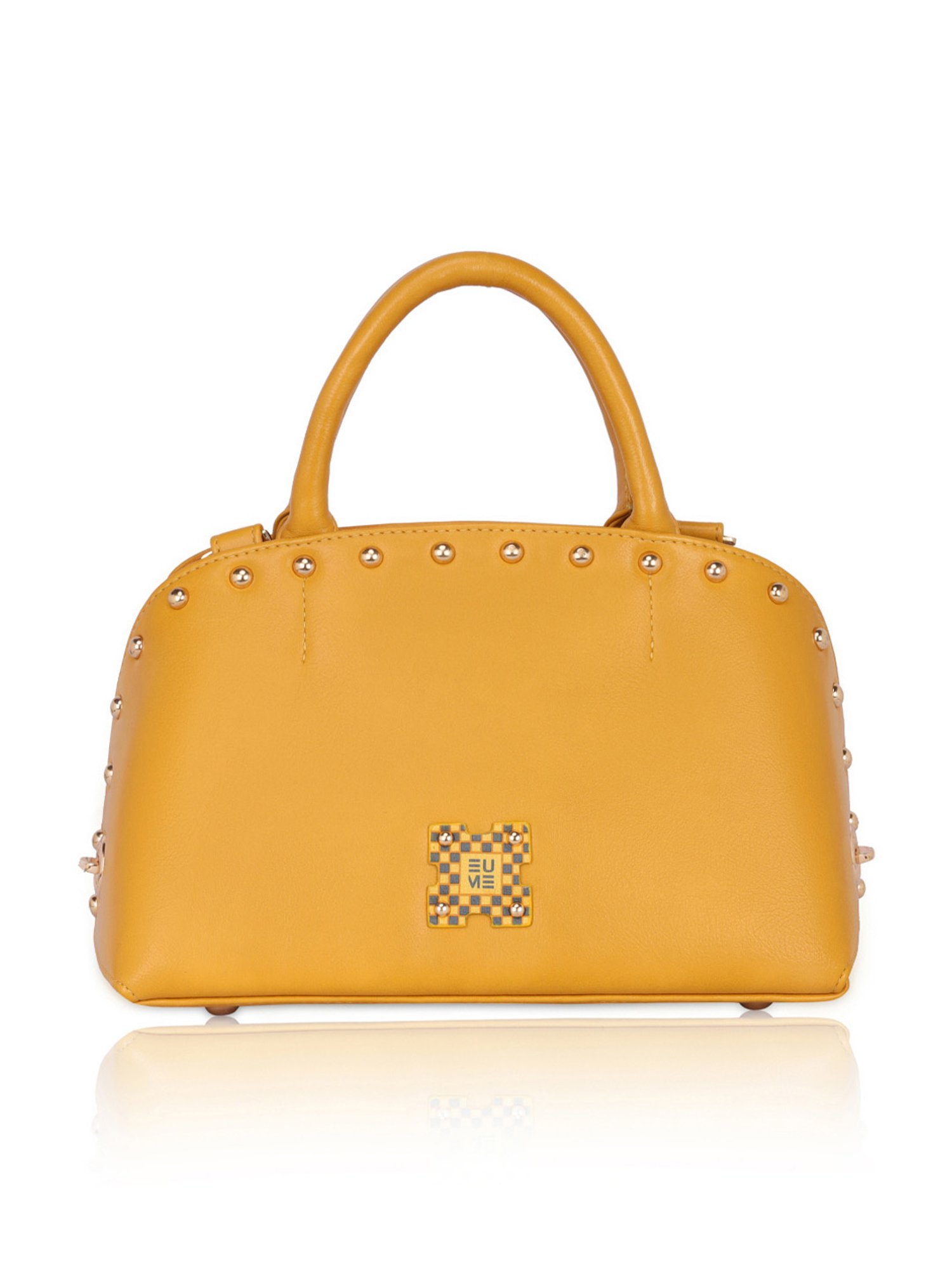 Eume Marigold Yellow Leather Satchel Handbag