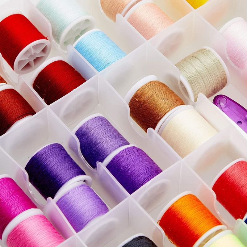 Bright Creations Clear Bobbins Case, Holds Up to 46 Sewing Thread Spools (14.35 x 10 x 3.25 in)